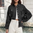 thumbnail image 5 of Towmus Jacket for Women Oversized Boyfriend Jean Jacket Button Up Frayed Hem Shacket Distressed Ripped Denim Jackets, 5 of 7