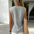 thumbnail image 4 of FchengtaiS Women's Twist Knot Front Tank Top Cotton Linen V Neck Sleeveless Shirts Summer Casual Y2K Tops, 4 of 7