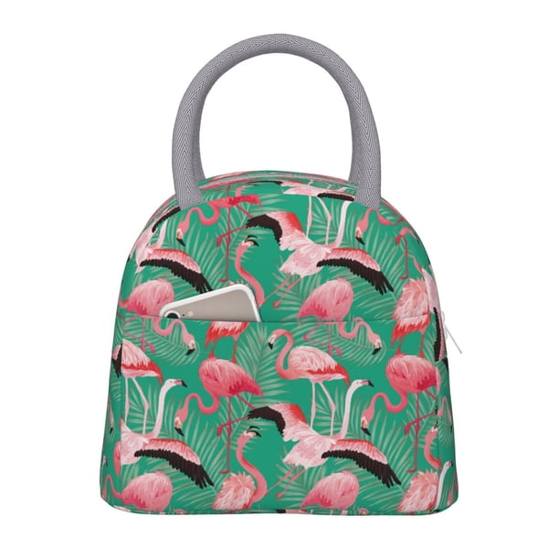 Easygdp Tropical Flamingo Bolsa de Almuerzo Insulada Grande, Forro de Aluminio, Diseño Espacioso, a Prueba de Fugas, Ideal para Trabajo, Picnics, Viajes y Actividades al Aire Libre