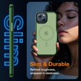 thumbnail image 4 of for iPhone 13 case/iphone14 Case, [Compatible with MagSafe] Shockproof Magnetic 13 Phone Case,  Grade Drop Protection, Protective Slim Translucent Case for 14 6.1'', Matte Green, 4 of 10