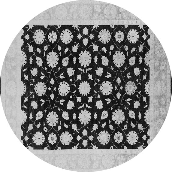 Ahgly Company Indoor Round Oriental Gray Traditional Area Rugs, 5' Round