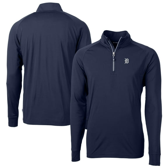 Men's Cutter & Buck Navy Detroit Tigers Big & Tall Adapt Eco DryTec Raglan Quarter-Zip Jacket