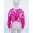 thumbnail image 4 of vastwit Kids Girls Metallic Hip Hop Jazz Dance Crop Top Long Sleeve Sparkly Cropped Hoodie Pullover Sweatshirt Hot Pink 16, 4 of 7