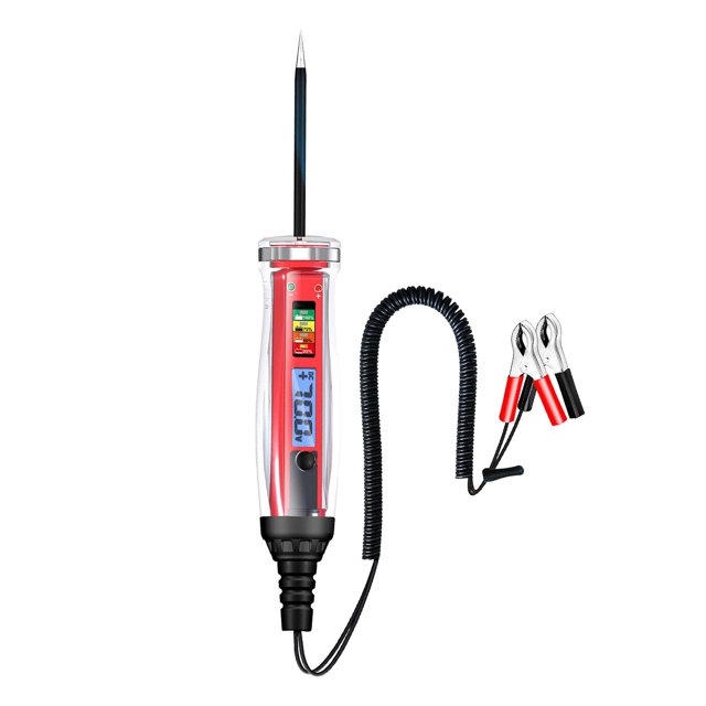 Probador de circuito de coche, voltímetro, probador de luz, sonda de circuito de 1V-75V, cable de resorte extensible hasta 141,74 "con iluminación