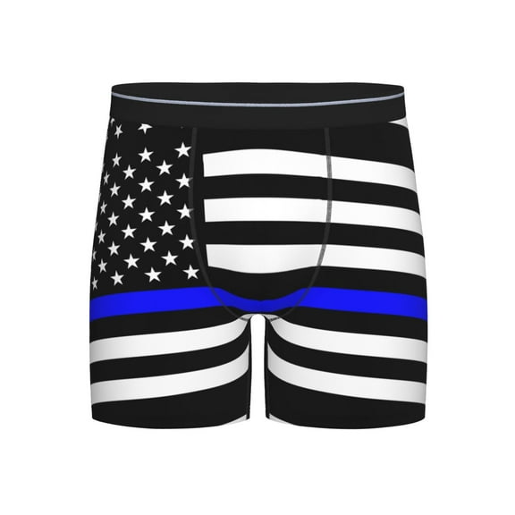 Men Police Thin Blue Line Flag Boxer Briefs Moisture Wicking Funny Boxer Shorts