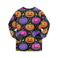 thumbnail image 4 of UAYOTSE Children Halloween Pumpkin Face Pajama Set, Long‑Sleeve Crew Neck Top with Colorful Jack‑o‑Lantern Print and Cuffed Pants Size 5-6 Years, 4 of 9
