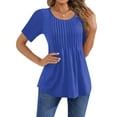 thumbnail image 2 of Fantaslook Blouses for Women Pleated Short Sleeve Tunic Tops Dressy Casual Summer Shirts, 2 of 9