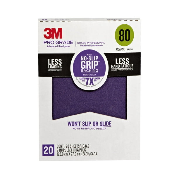 Papel de lija 3M Advanced, 20 hojas, grano 80, 23 x 28 cm, para madera