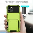 thumbnail image 7 of Card Holder Case for iPhone 12 Pro Max 6.7" 2021, Allytech Hard PC Back and Soft Silicone Rubber Inner Hybrid Anti-Scratch Shockproof Hidden Wallet Credit Card Storage Flip Back Cover, Green, 7 of 7