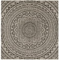 thumbnail image 2 of SAFAVIEH Courtyard Josiah Floral Medallion Indoor/Outdoor Area Rug, 6'7" x 6'7" Square, Light Grey/Black, 2 of 7