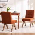 thumbnail image 4 of Kidol & Shellder Modern Upholstered Dining Chairs Set of 2 Tufted Armless Kitchen Chairs with Linen Fabric & Wooden Legs,Caramel, 4 of 9