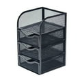 thumbnail image 3 of Qwtwty Office Accessories Mesh Desk Supplies Organizer with 3 Drawer Office Desktop Organizers And Accessories Stationery Caddy, Black, 3 of 7