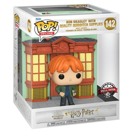 Funko Pop! Deluxe: Harry Potter - Diagon Alley - Quidditch Supplies Store with Ron Weasley #142 - Vinyl Figure