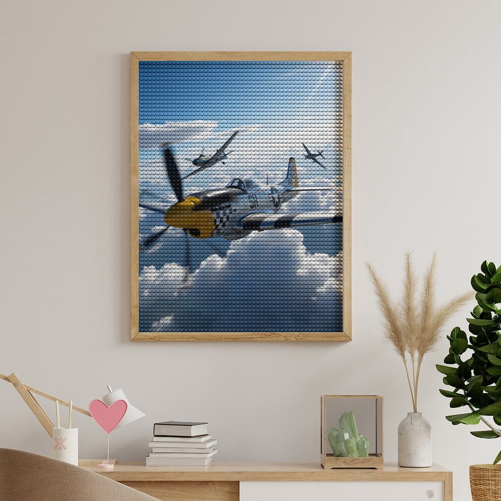 Diamond Art Kit for Adults, Vintage Airplanes Soaring Skies Diamond Painting for Adults Beginners, 5D DIY Diamond Art Painting Kits, Colorful Diamond Painting Craft for Home Decor 12x16