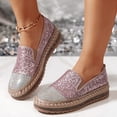 thumbnail image 2 of Women's Fashion Rhinestone Slip On Sneakers Comfortable Non Slip Walking Shoes Glitter Platform Loafers Pink Size 9.5, 2 of 6