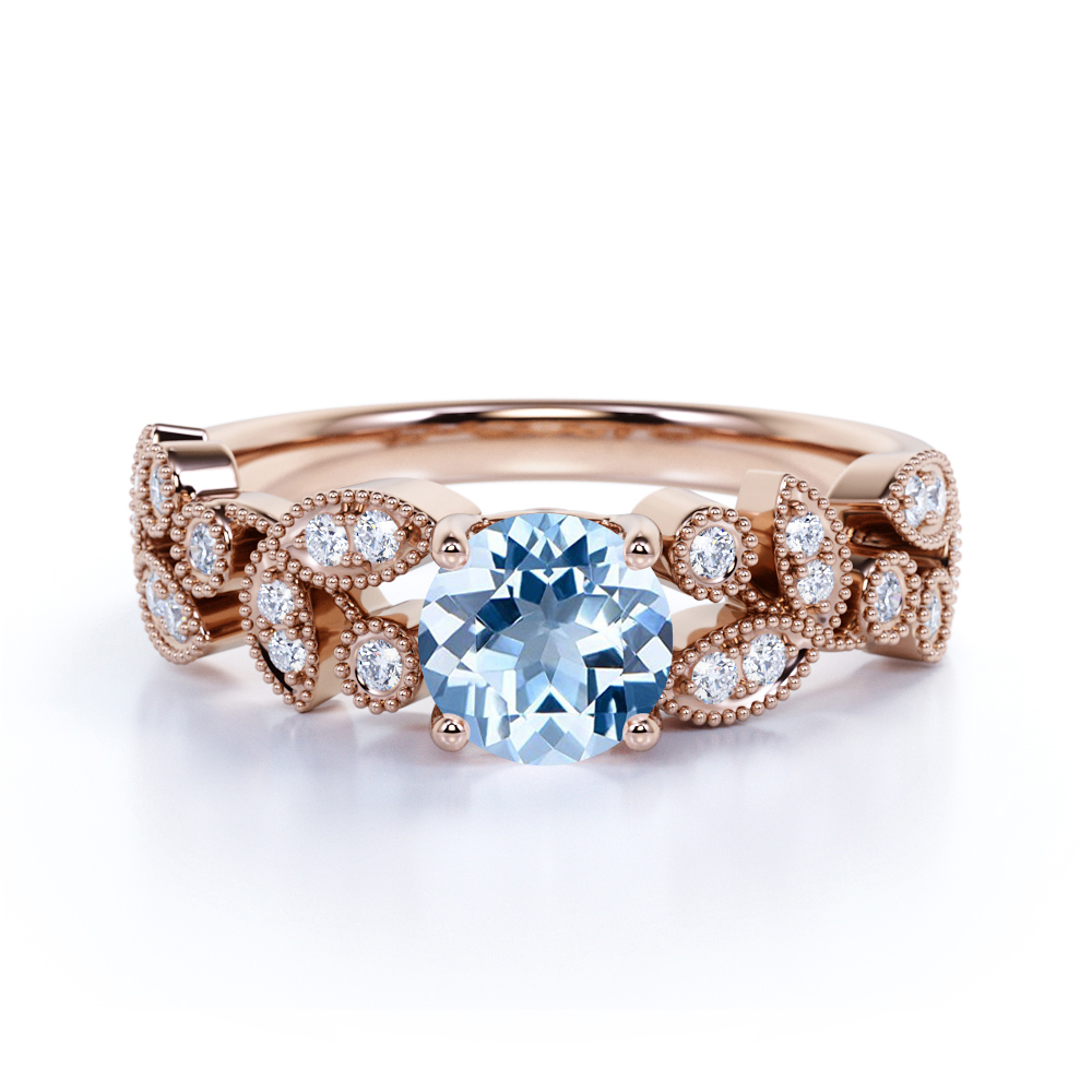Diamond March Birthstone Wedding Ring 