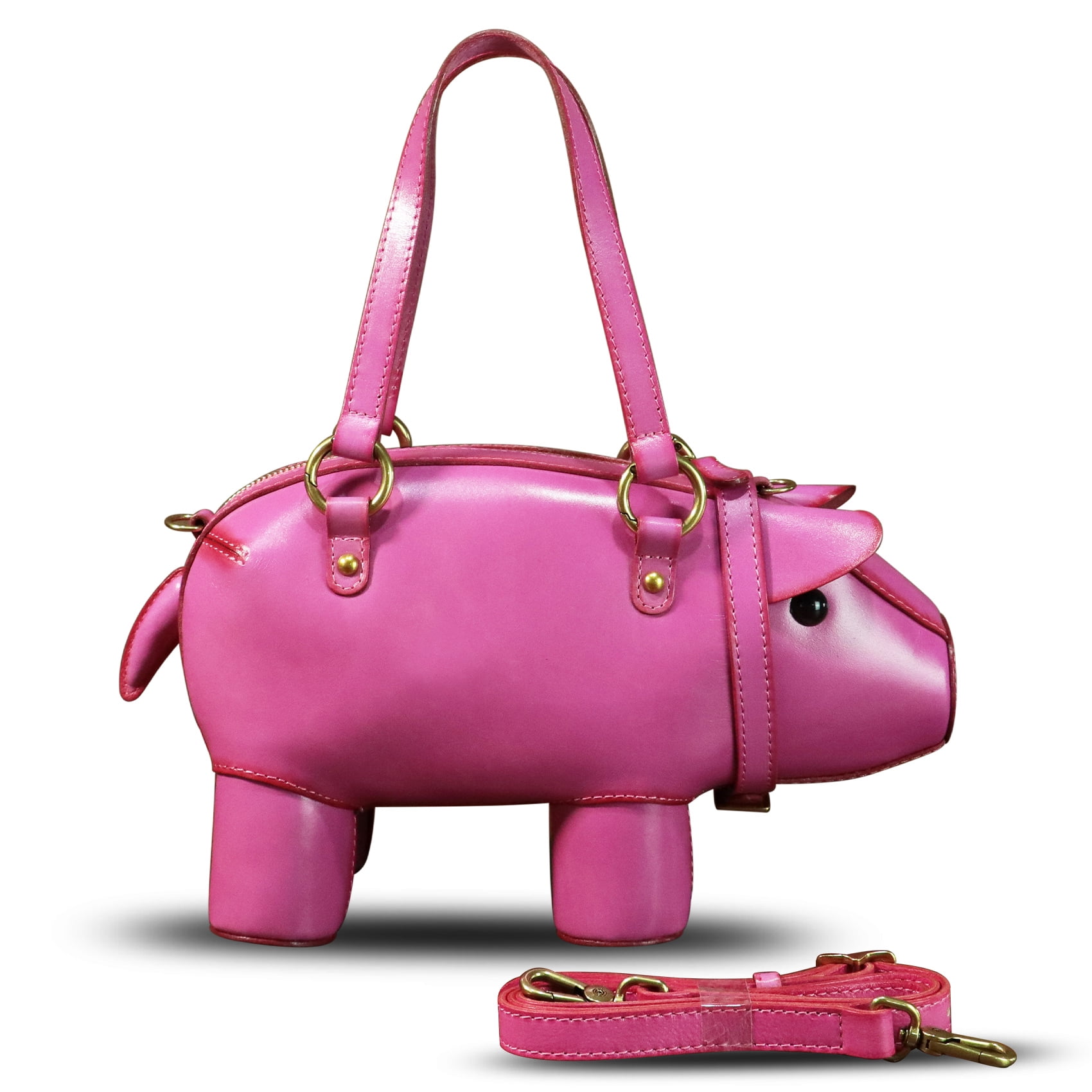 Genuine Leather Purse and Handbag for Women Pig Shape Crossbody Shoulder Bag