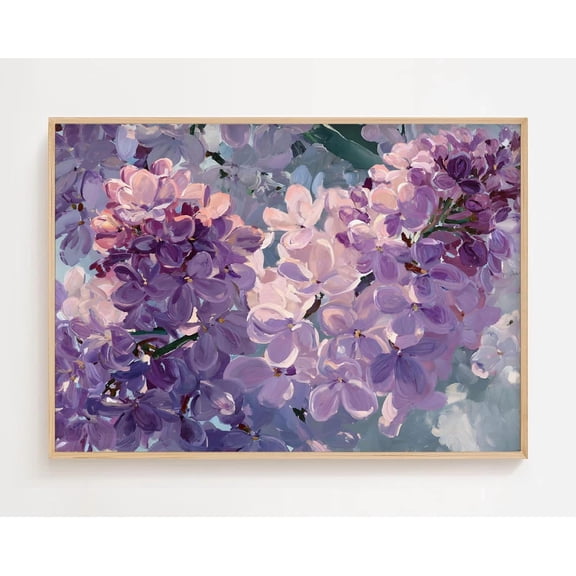 Lilac Wall Art Print, Purple Flower, Romantic Botanical Spring Artwork, Cottagecore Vintage Style Home Decor #948, Unframed Poster Size 8x12
