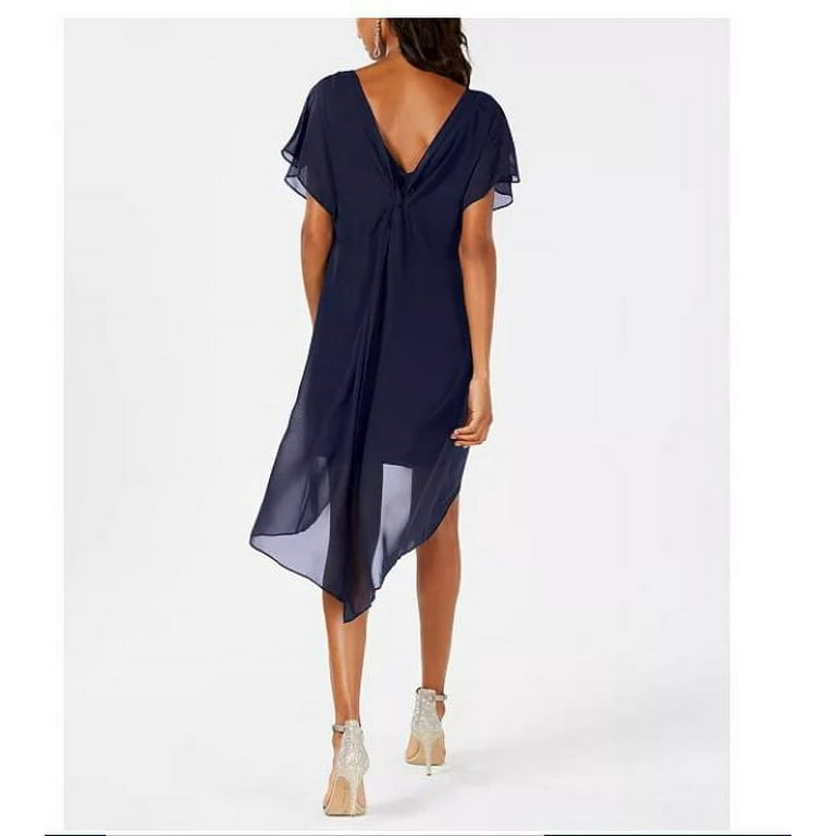 Adrianna Papell Women s Chiffon Overlay A Line Dress Navy Size Large Walmart