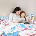 thumbnail image 4 of Castle Fairy Baseball Letter P Full Size Bedding Sets 7 Pieces, Sprinkle Drip Pattern Full Size Bed in a Bag, Pink Blue White, 4 of 7