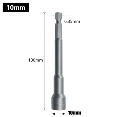 

100mm Long 6mm-19mm Hexagon Nut Driver Drill Bit Socket Wrench Extension Sleeve