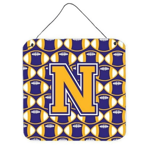 Letter N Football Purple & Gold Wall or Door Hanging Prints