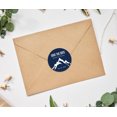 thumbnail image 2 of Darling Souvenir Round 45 Pcs Snowy Mountain Save The Date Stickers Personalized Bride Groom Names And Date Envelope Seals - Navy Blue, 2 of 4