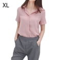 thumbnail image 1 of Camisa de gasa Mujer Blusa de manga corta de verano Top informal suelto, Rosa, XL kenally AP001402-09B, 1 of 7