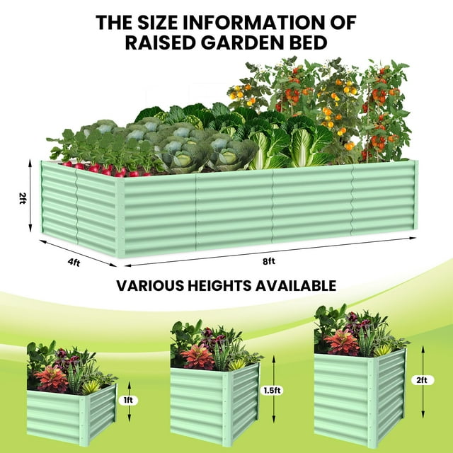 Cherish Raised Garden Bed, Heavy Duty Galvanized Steel Planter Box, Open Bottom for Outdoor Flower & Vegetable Gardening – Safety Edge & Glove Included