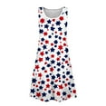 thumbnail image 3 of Yongcuo Independence Day Girls' Patriotic Sleeveless Dress Red, White, and Blue Stars & Stripes Summer Casual Outfit for Kids Wine 150, 3 of 4