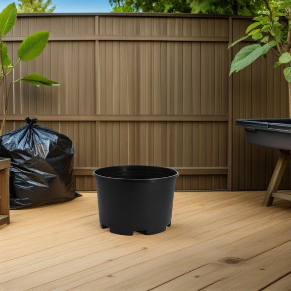 FONDOTIN 2Pcs Extra Large Black Plastic Plant Pots with Drainage Holes for Indoor Gardening