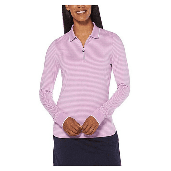 Callaway Sheer Lilac Long-Sleeve Polo - Women, M