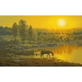 thumbnail image 2 of Adamov, Alexey 24x17 Black Ornate Wood Framed with Double Matting Museum Art Print Titled - Horse early Morning by the Lake, 2 of 4