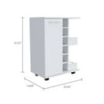 thumbnail image 3 of DUOSONG Bar Cart, Two External Shelves, Four Casters, Six Built-In Wine Rack, Single Door Cabinet -White White Particle Board Furniture Dining Furniture Kitchen Islands & Carts, 3 of 4