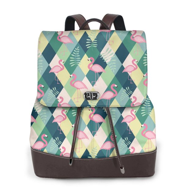 Easygdp Flamingo Mochila de Cuero para Mujeres, Bolso de Hombro, Bolsos de Mano de Moda para Trabajo y Viajes