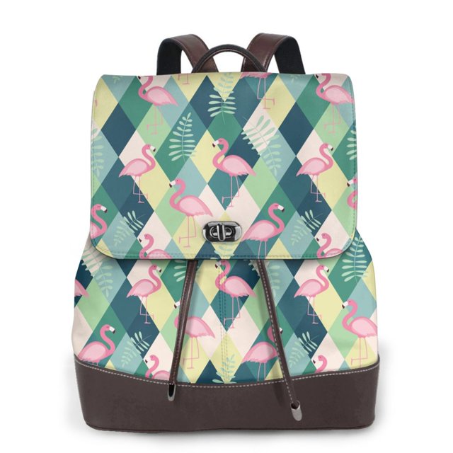 Easygdp Flamingo Mochila de Cuero para Mujeres, Bolso de Hombro, Bolsos de Mano de Moda para Trabajo y Viajes