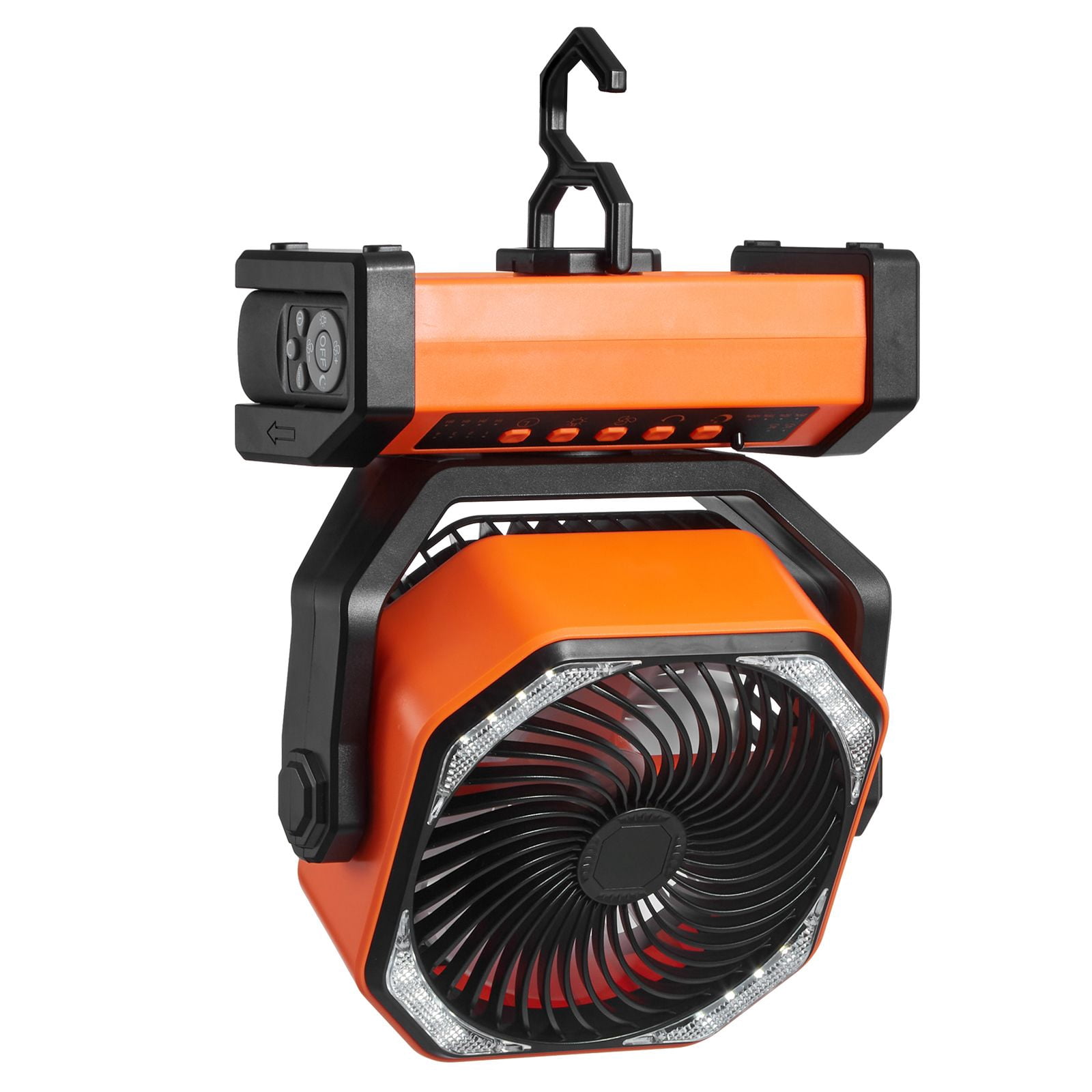 90° Portable Fan Rechargeable 9 Inch, 4 Speeds Adjustable & 45°/90°Automatic Swivel & Timer, High-Quality Battery, Thoughtful, for home garage workshop dryer and utility ventilation use