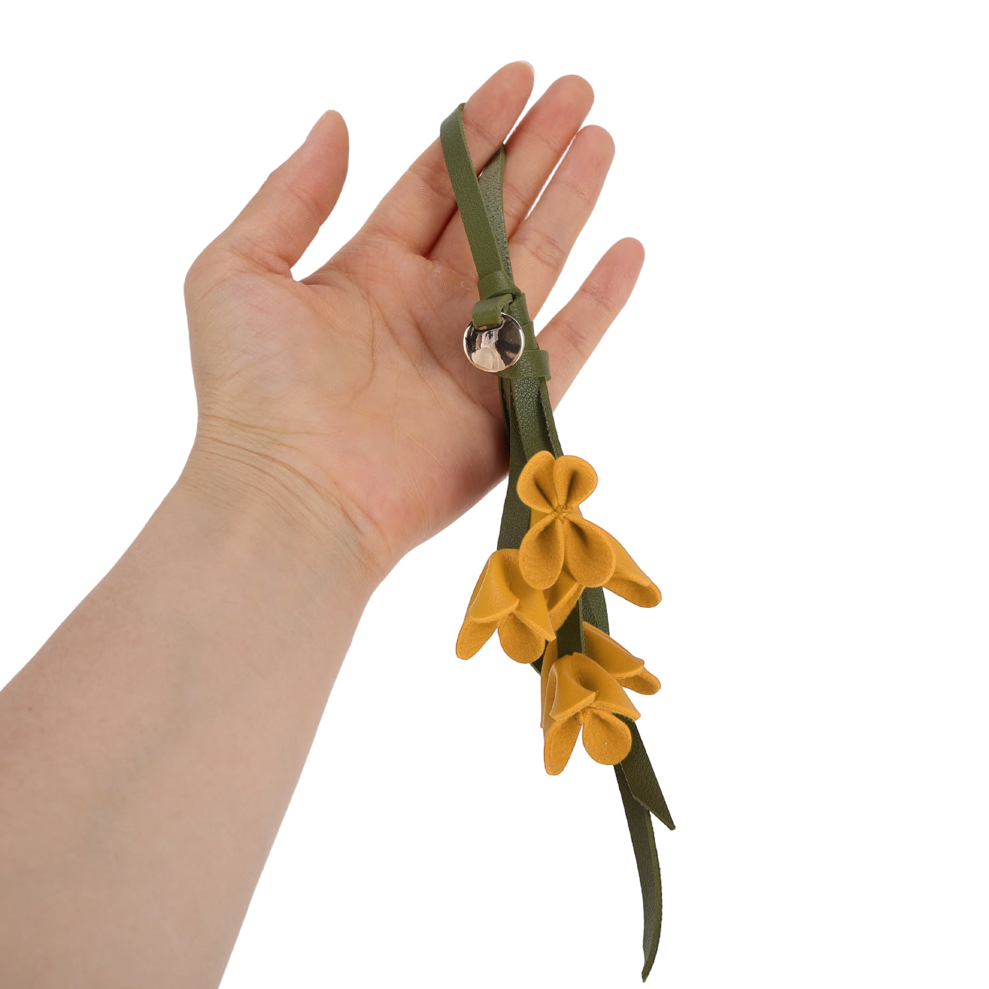 Unique Bargains PU Leather Flower Handbag Charm 1 Piece for Bags Yellow