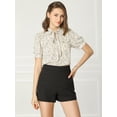 thumbnail image 3 of Blusa De Gasa Con Cuello Peter Pan Y Manga Corta Con Lunares Para Mujer Blanco crema M, 3 of 6