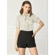 thumbnail image 3 of Blusa De Gasa Con Cuello Peter Pan Y Manga Corta Con Lunares Para Mujer Blanco crema M, 3 of 6
