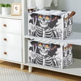 thumbnail image 2 of Yayeee Foldable Storage Basket for Shelves with Handles Set of 2 Waterproof Cloth Bins, Skeleton with Glasses, 2 of 7
