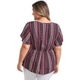 thumbnail image 3 of GRACE & GRANDEUR Women's Plus Size Tops Drawstring Collar Ruffle Sleeve Blouses Boho Floral Print Gathered Ties Babydoll Blouse 3X Plum Purple, 3 of 5
