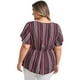 thumbnail image 3 of GRACE & GRANDEUR Blusas de Talla Grande para Mujeres con Cuello Ajustable, Mangas con Volantes, Estampado Floral Bohemio, Con Lazos Reunidos, Blusa Estilo Babydoll 3X Púrpura Ciruela, 3 of 5