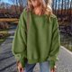 thumbnail image 5 of Suéter de Cuello Redondo para Mujer, Holgado, de Lana de Cordero, Informal, Versátil, de Larga, para Otoño e Invierno. Verde M, 5 of 8