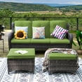 thumbnail image 5 of Meetleisure 3-Piece Wicker Outdoor Patio Sofa And Ottoman, Green, 5 of 6