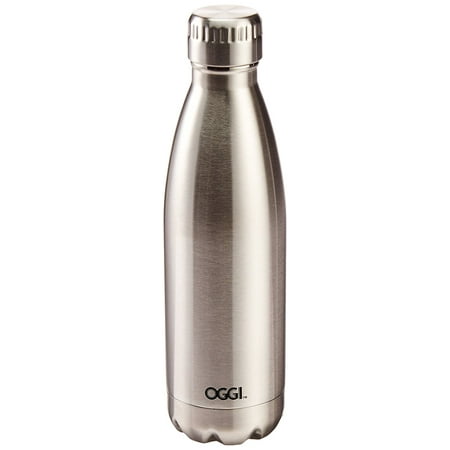 Oggi 8085.0 Stainless Steel Calypso Double Wall Sports Bottle with Screw Top (.05 Liter, 17oz )-Satin Lustre (Top 10 Best Water Bottles)