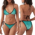 thumbnail image 3 of KLL Teal Turquoise1 Print Bikini Set for Women,String Two Piece Halter Top Triangle Bikini Set with Tie Side Bottom Sexy Swimsuit Bathing Suits, 3 of 5