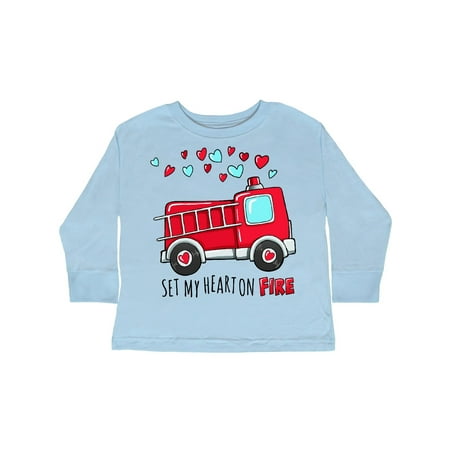 

Inktastic Set My Heart on Fire Valentine Fire Truck with Hearts Gift Toddler Boy or Toddler Girl Long Sleeve T-Shirt