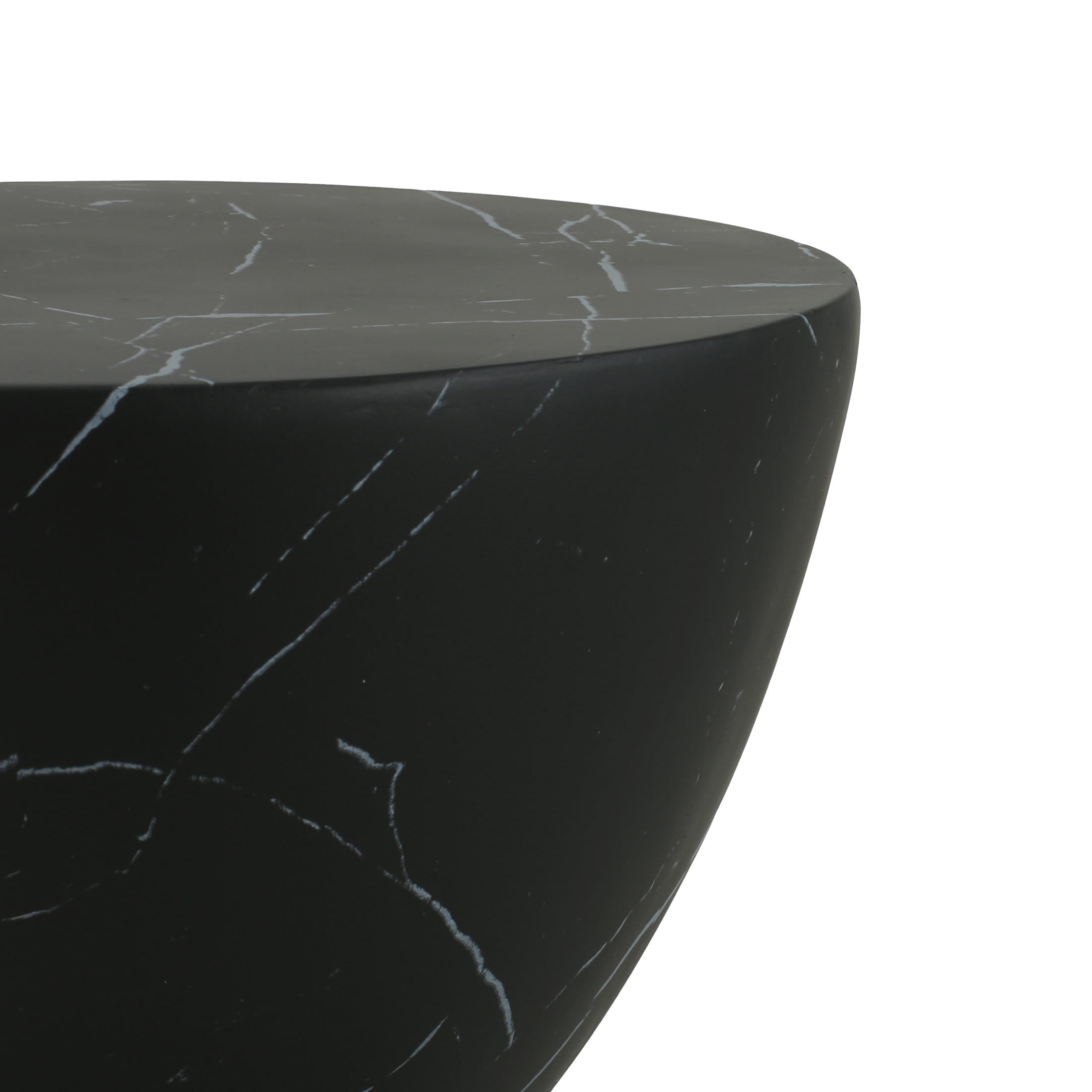 Jorrel Outdoor Patio Round Hourglass Accent Table, Concrete, Black Marble