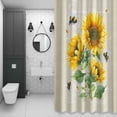 thumbnail image 4 of Farmhouse Floral Shower Curtain for Bathroom Decor, Sunflowers Bee Vintage Linen Background Waterproof Fabric Shower Curtain, 72"x84" Set with 12 Hooks, 4 of 9